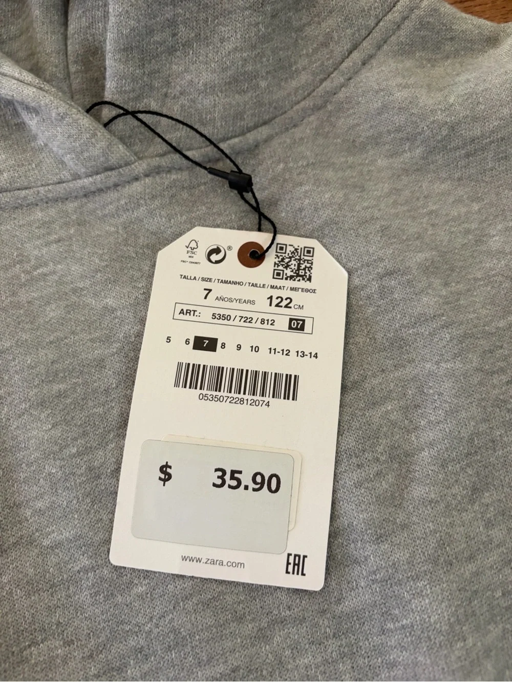 Zara size 7 girls dress grey sweatshirt with leopard skirt